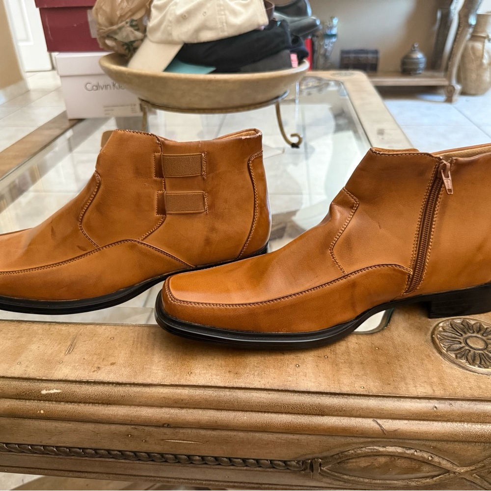 Men's Tan Leather Ankle Boots